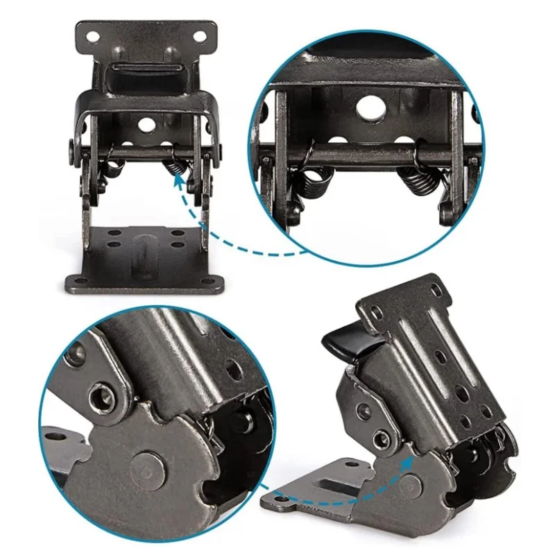 4Pcs Folding Bracket,0/90/180 Degree Folding Lock Extension,Table Chair Bed Leg Foldable Support Brackets Hinge,Self Lock Hinges