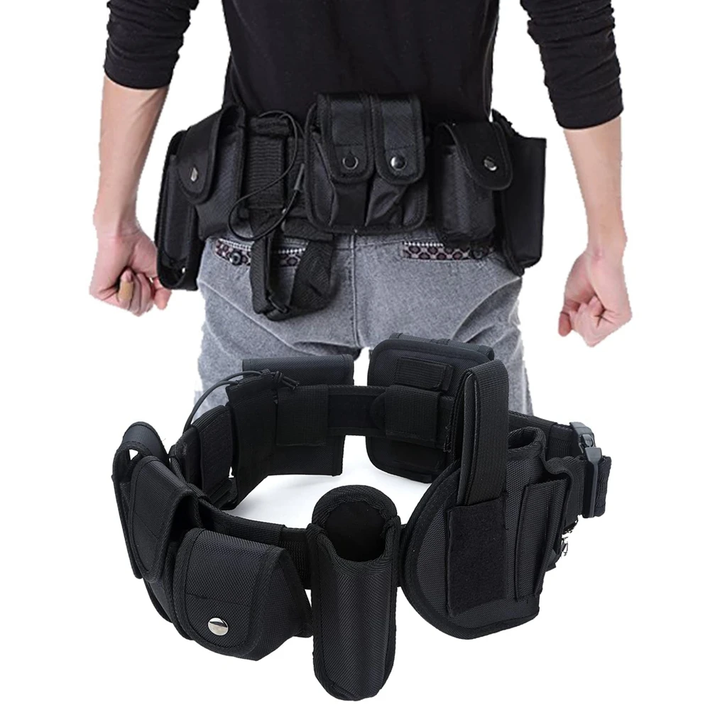 

Duty Belts Tactical Modular Equipment Security Utility Belt with 10 Components Pouches Bags Holster Gear Security Guard Belt