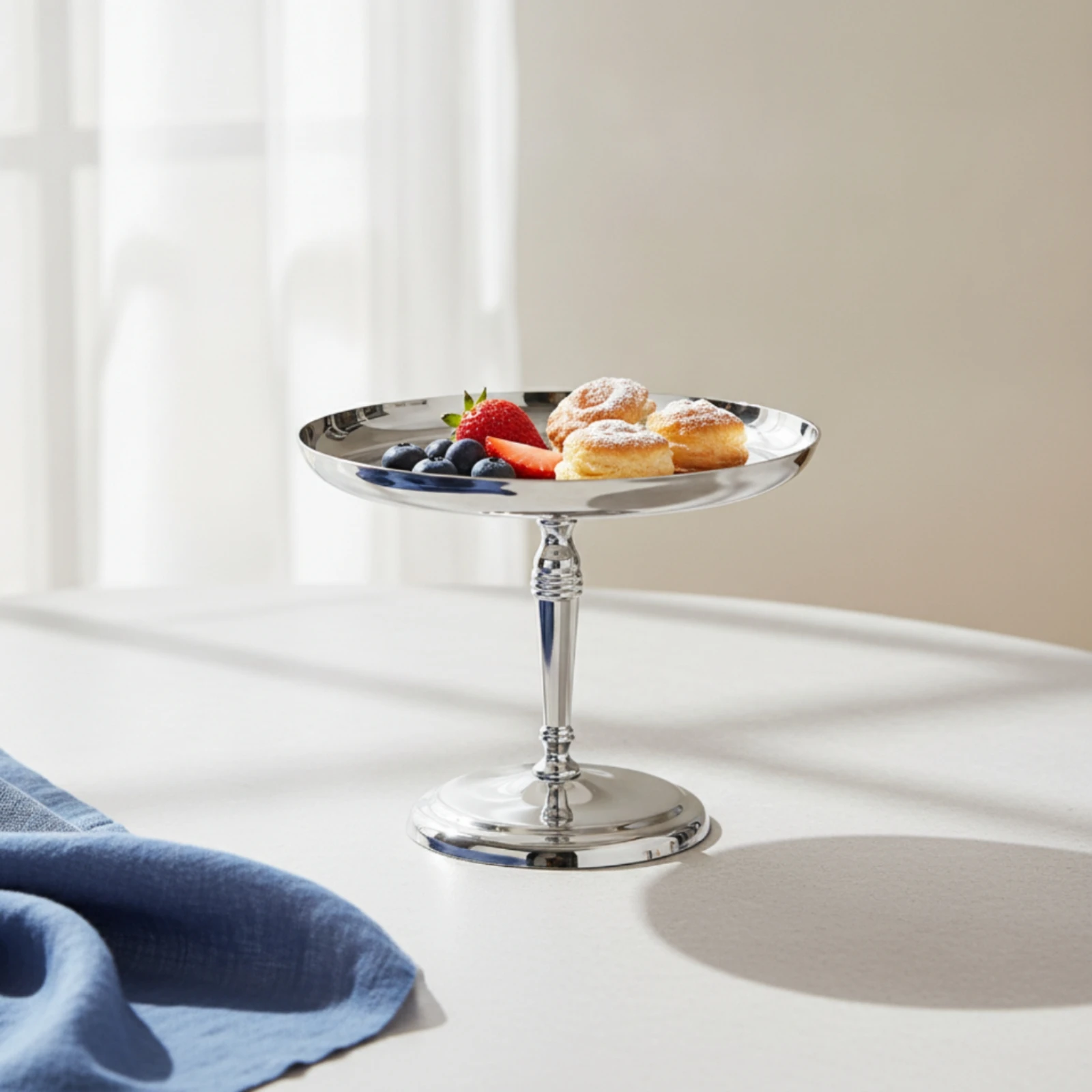 Pedestal Cake Stand Stainless Steel Cake Stand with Pedestal Mirror-Polished Silver for Hosts, Afternoon Tea, Parties