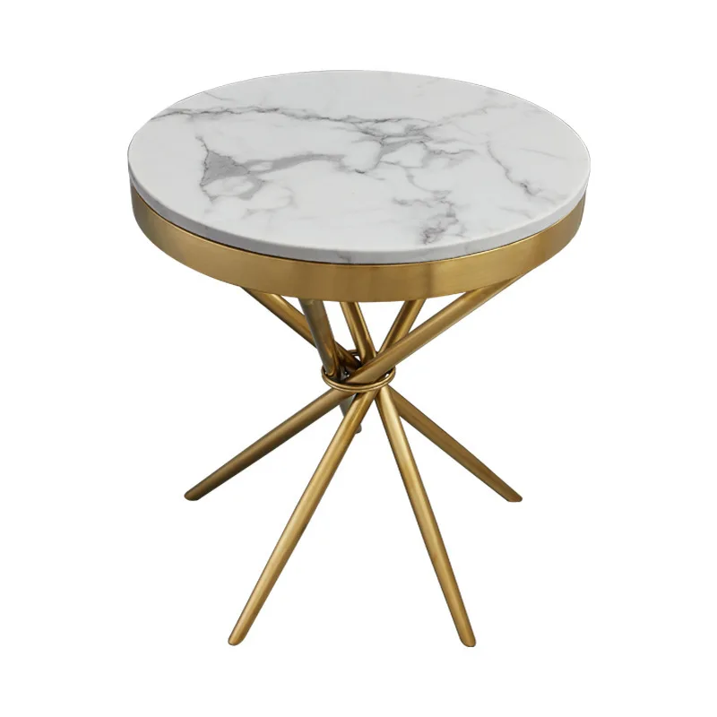 New gold-plated brushed marble corner few stainless steel edge few sofa side table