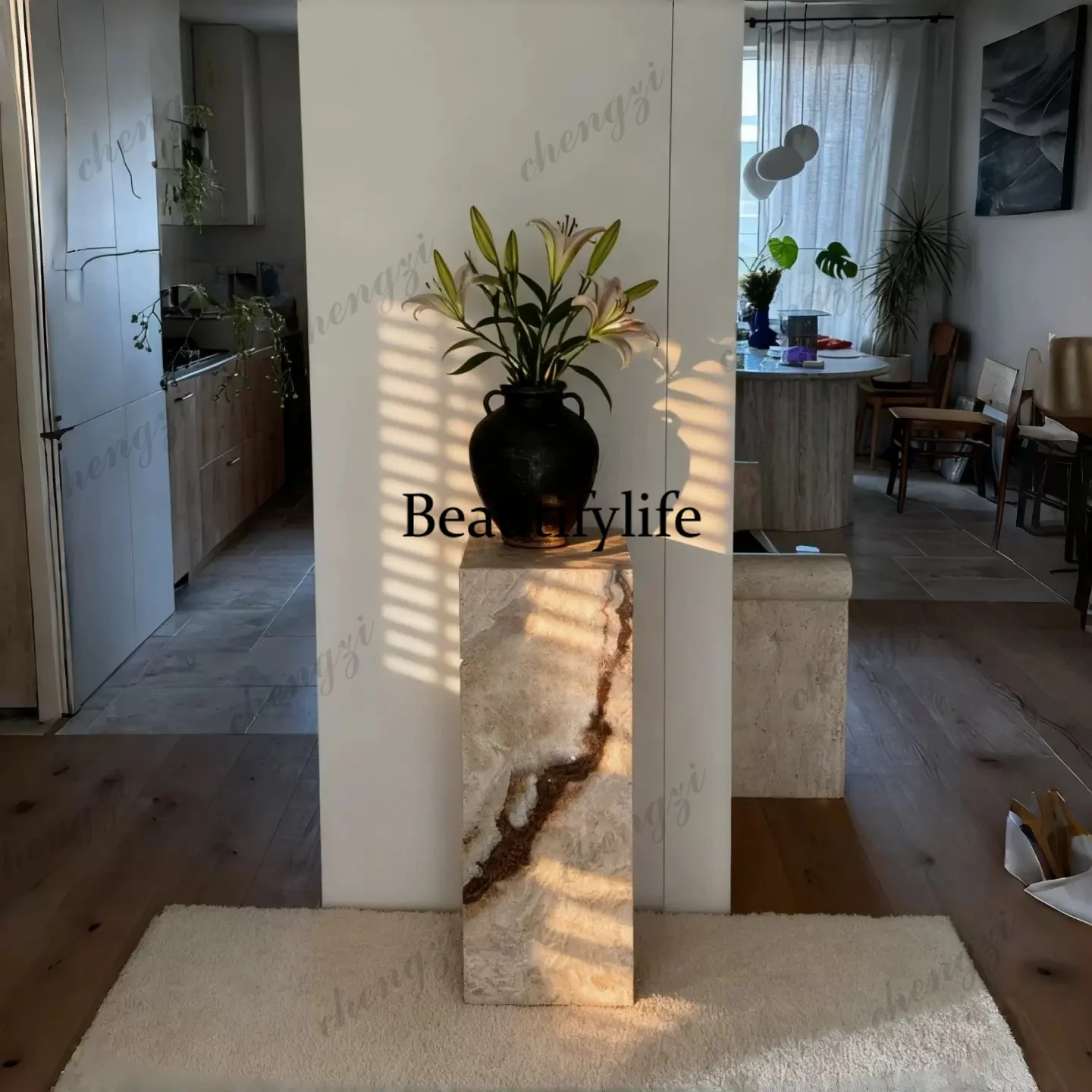 Light luxury, luxury stone floor sculpture base ornament display stand column pier