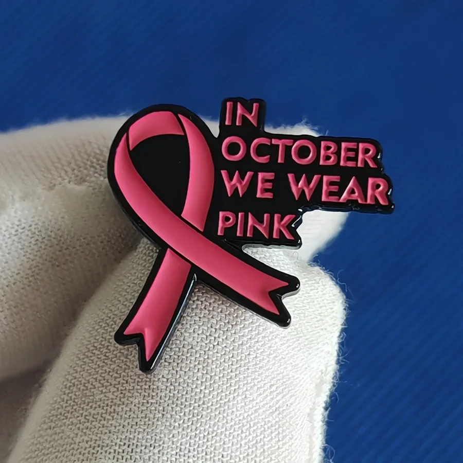 In October We Wear Pink Enamel Pin Cancer Breast Cancer Promotion Ribbon Female Survivor Badge Jewelry Girl Health Accessories