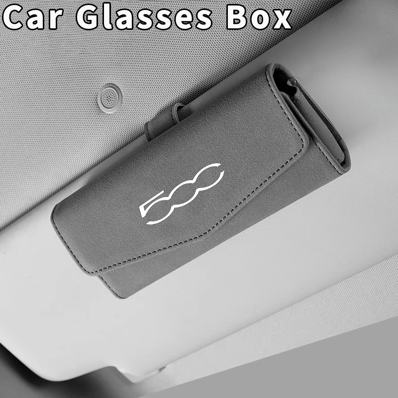 Car Glasses Case Sunglasses Storage Box Clip For Fiat 500 500l 500x 500e Abarth 2022 2023 2021 Leather Auto Interior Accessories