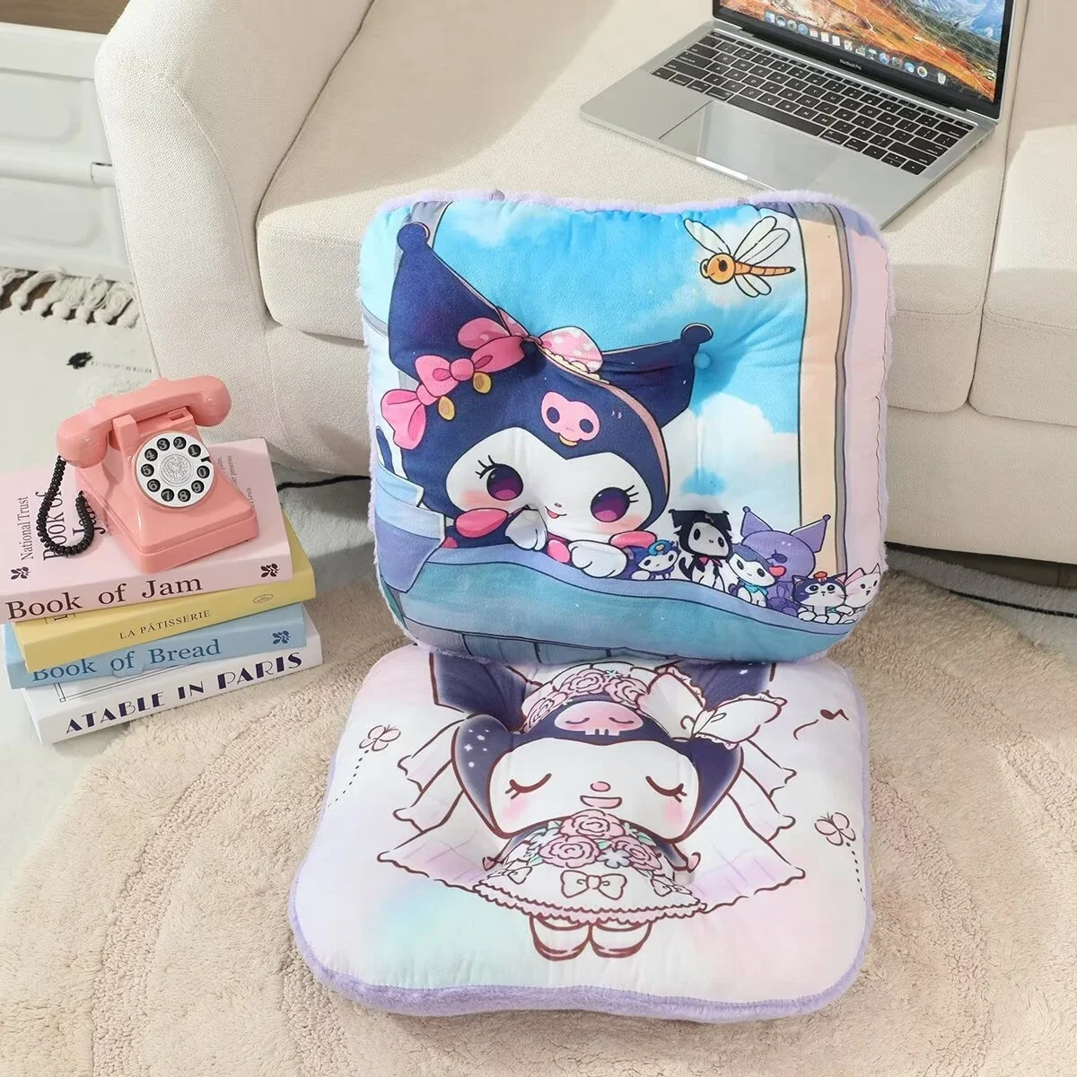 Sanrio Lovely Japanese Style Cartoon Printed Cushion Lolita Kuromi Seat Cushion Comfortable Sitting Cushion Chair Back Cushion