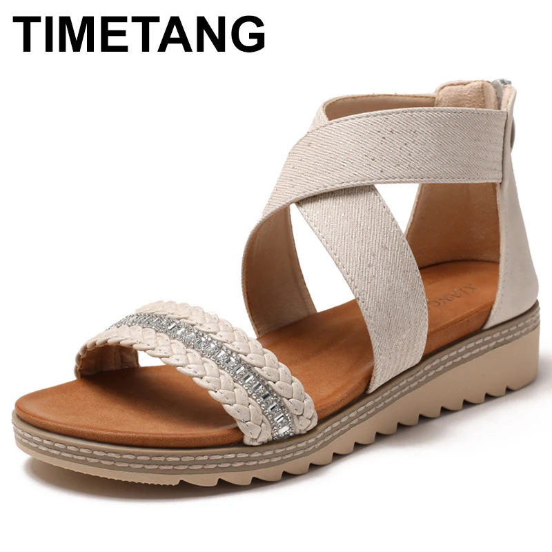 

Удобные босоножки на толстом каблуке, женские летние новые эластичные туфли без шнуровки большого размера из полиуретана, внутренняя обувь