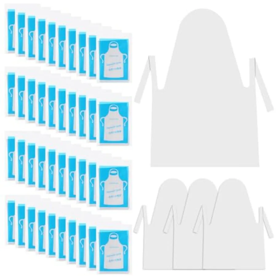 

200 упаковок одноразовых пластиковых фартуков для взрослых, большие прозрачные халаты с рисунком, идеально подходят для приготовления пищи, поделок и вечеринок своими руками, защитные W