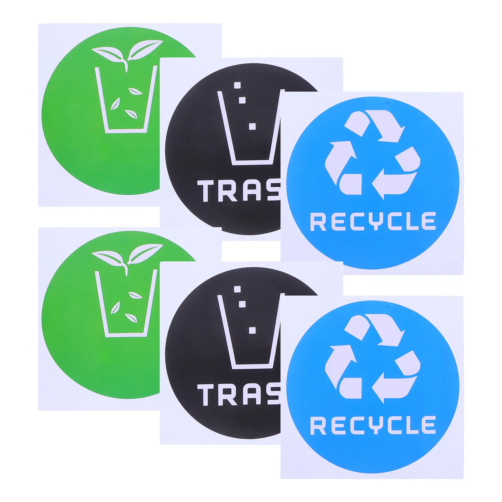 6Pcs Waste Sorting Stickers for Trash Cans Recycling Labels with Clear Symbols Aesthetic Decorative Stickers for Home Office