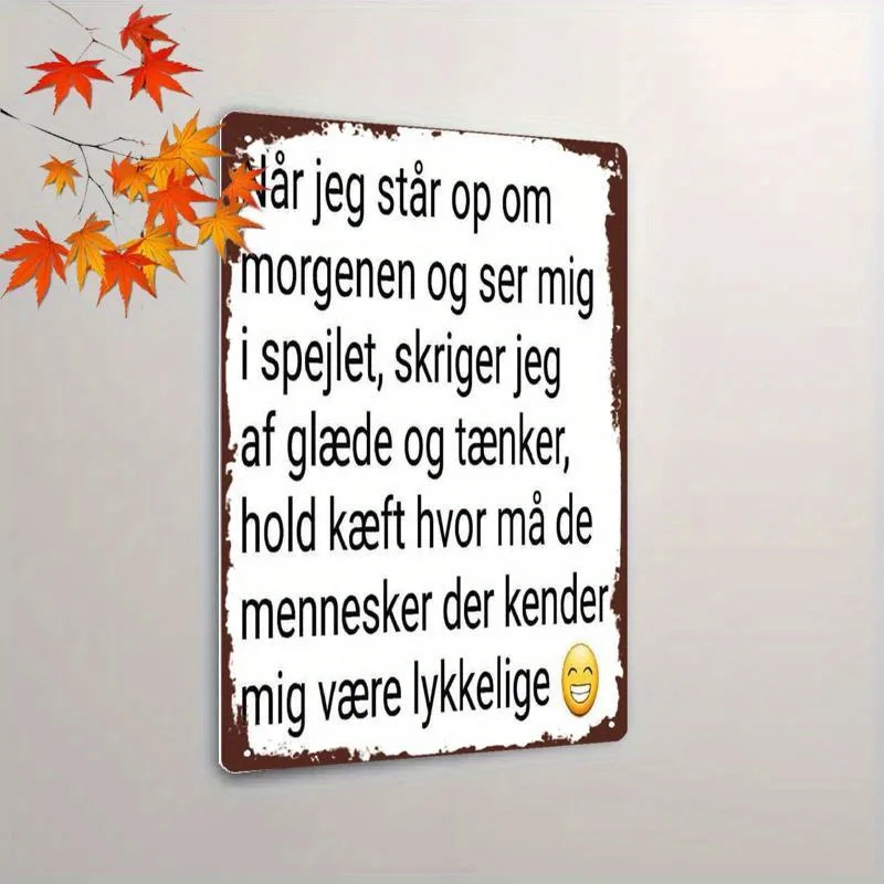 2D Flat-1 Fun Danish Style Metal Sign | Rustic  Wall Decor with Humorous Quote 