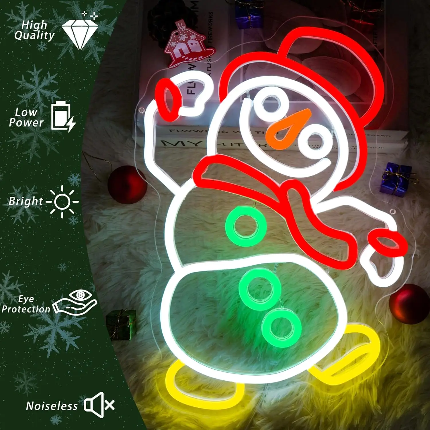 Letrero de neón de muñeco de nieve de baile de Navidad, luz de neón LED regulable por USB para dormitorio, sala de estar, Bar, fiesta, decoración del hogar, regalo