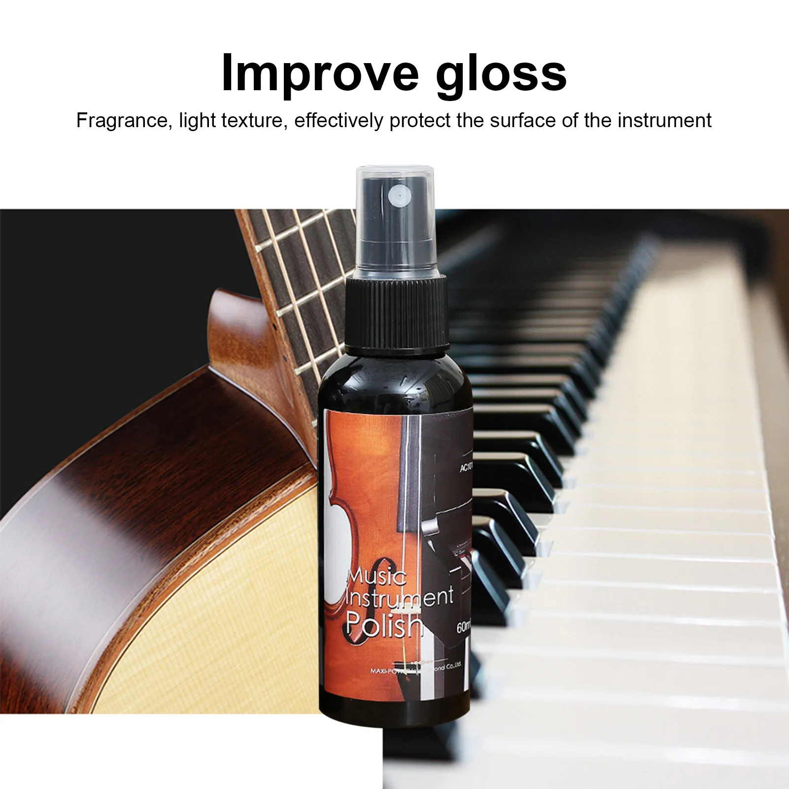 Gitara polski 60ML uniwersalny Instrument polerowanie pielęgnacja oleju Cleaner idealny na gitara basowa mandolina skrzypce Ukulele fortepian Erhu Fi