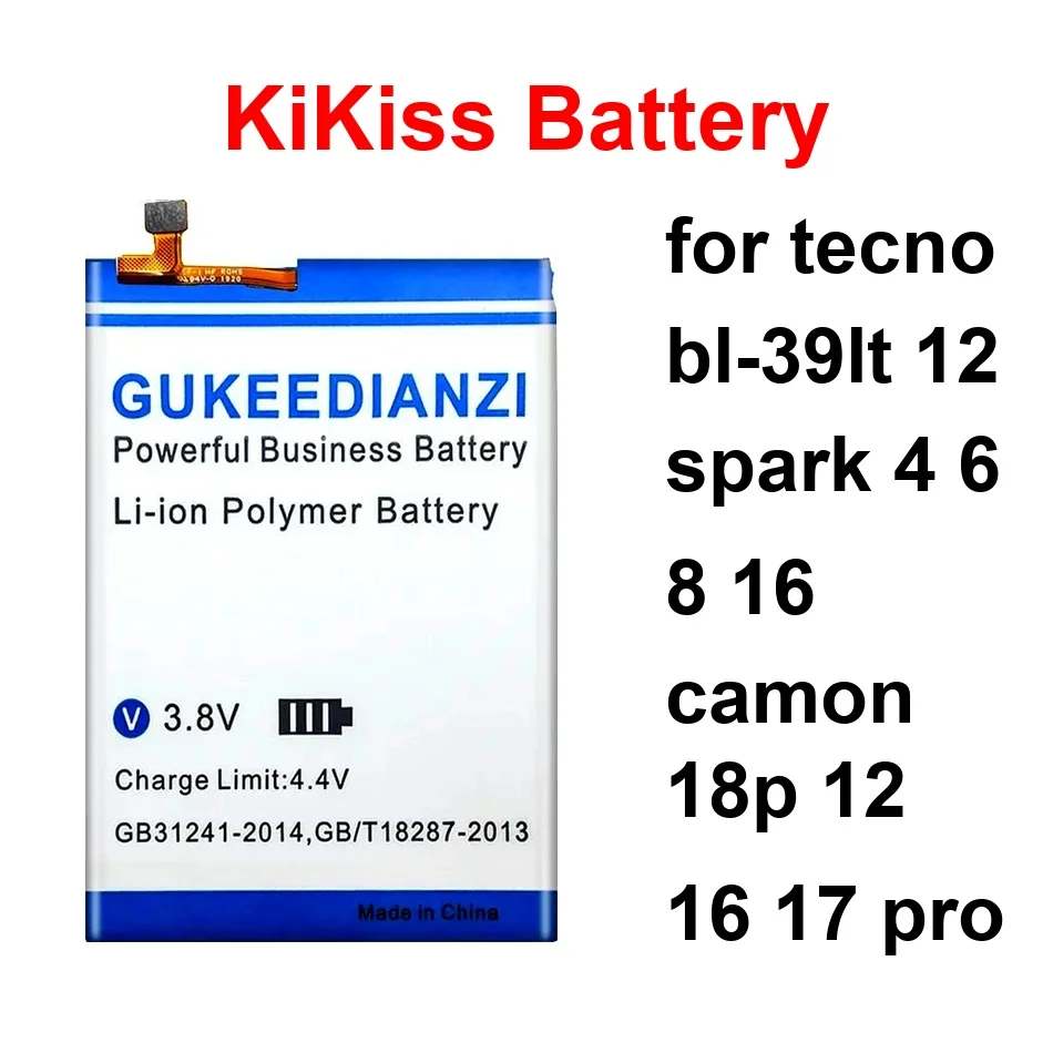 

Mobile Phone Battery High-Efficiency BL-49JT BL-49HT 5600-5800Mah For Tecno BL-39LT 12 Spark 4 6 8 16 Camon 18P 17 Pro