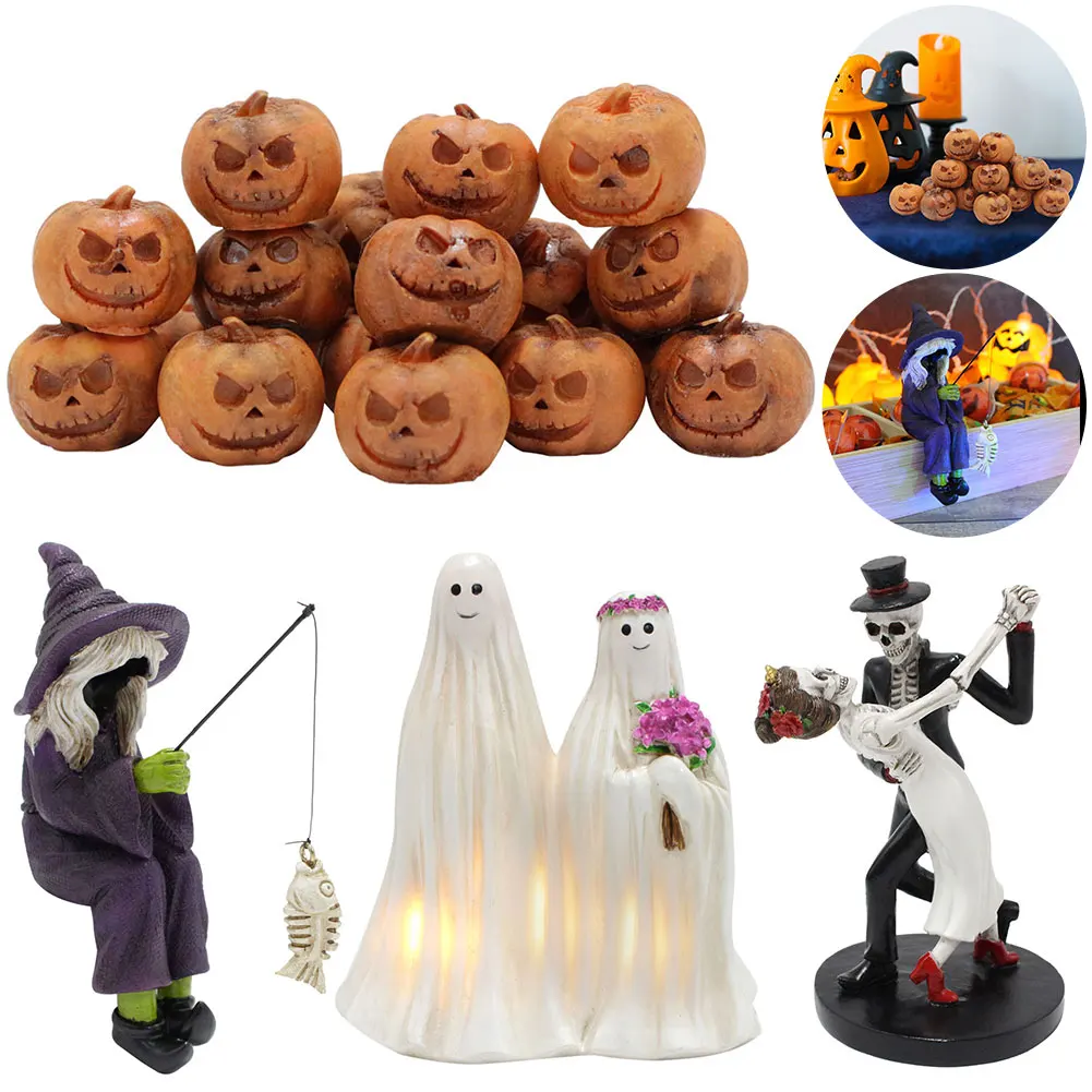 

Halloween Glowing Ghostly Bride Groom Couple Ghostly Figurine Ghost Couple Night Light Statue Halloween Ghost Desk Table Lamp