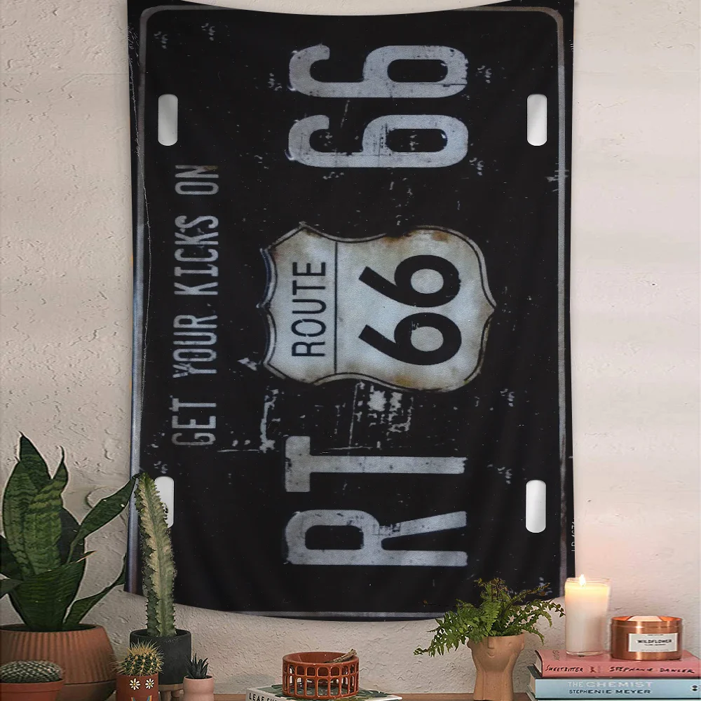 

Retro Funny License Plate Number Car Hippie Wall Hanging Tapestries Art Science Fiction Room Home Decor Kawaii Room Decor