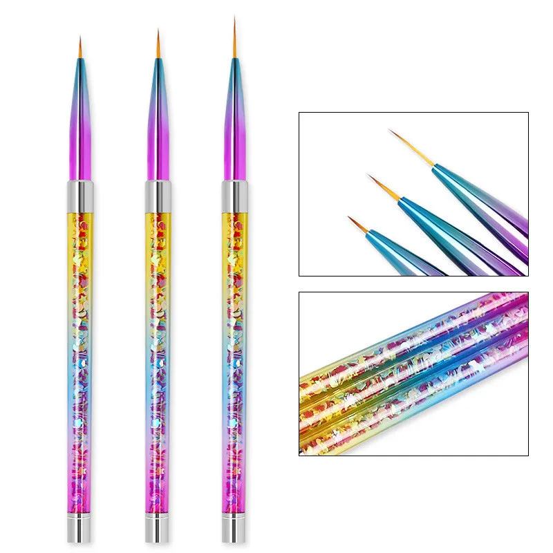 

3pcs UV Gel Polish Gradient Thin Liner Brush Pen Acrylic Flower Painting Drawing Pen Manicure Brush French Stripe Line Set Tool