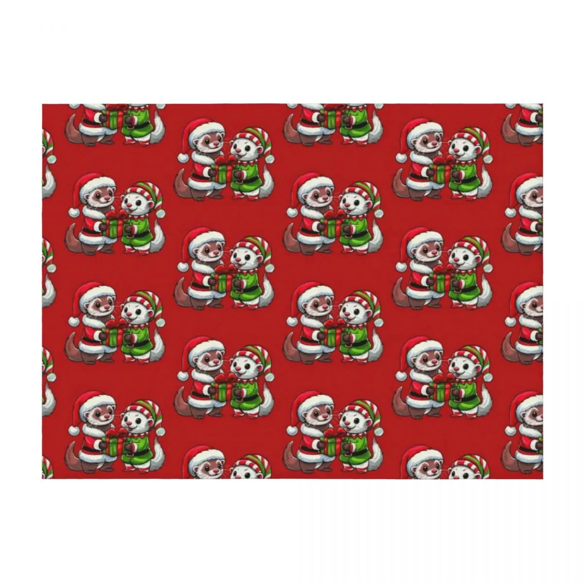 

A Very Ferret Christmas Throw Blanket Soft Cute Plaid Soft Plush Plaid Stuffeds Blankets