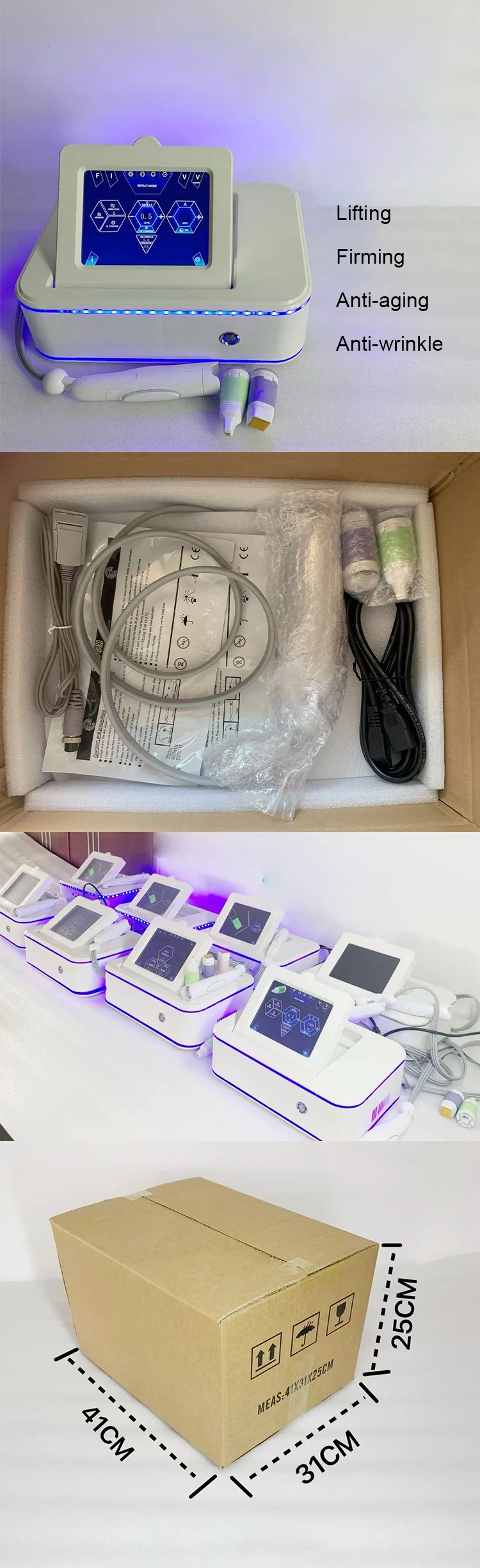 Macchina per la rimozione delle rughe del dispositivo di bellezza di serraggio dorato portatile della biblioteca intelligente per il rassodamento del lifting del viso