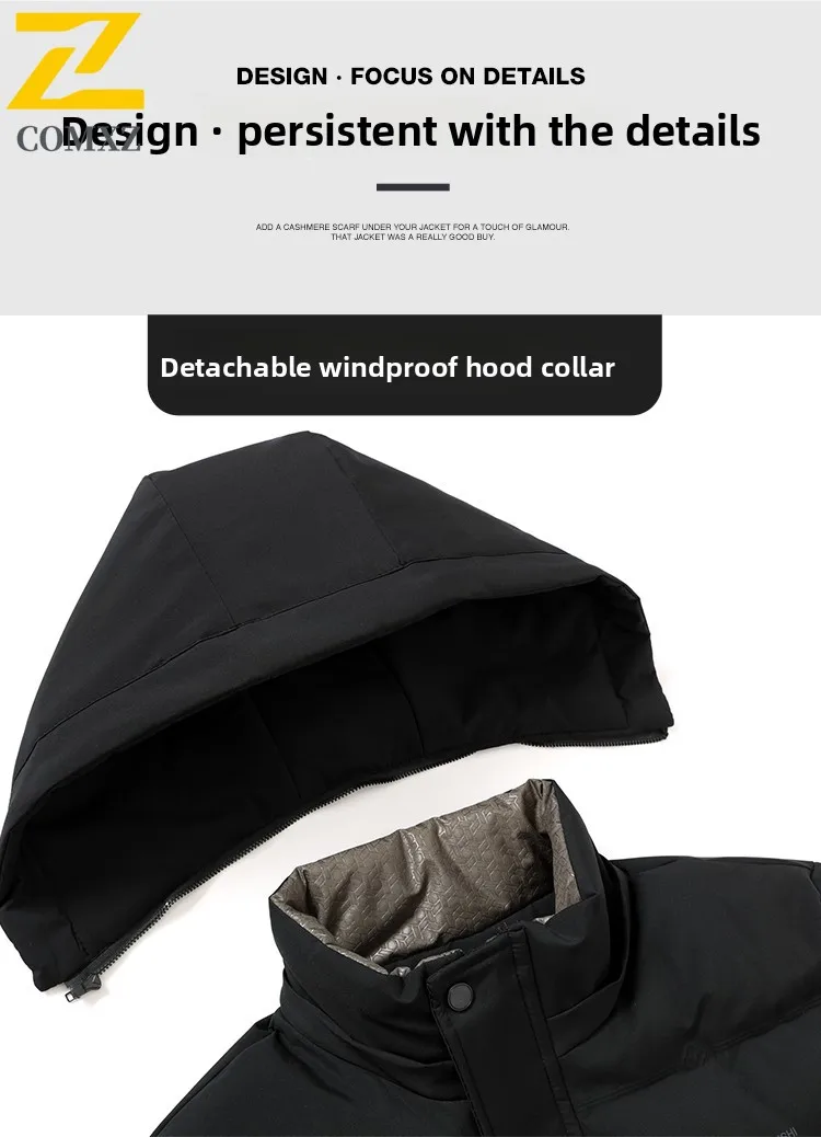 سترة قطن رجالية جديدة لعام 2025 عصرية متعددة الاستخدامات من القطن السميك للحماية من البرد والدفء مع قلنسوة في الهواء الطلق سترة شتوية فضفاضة