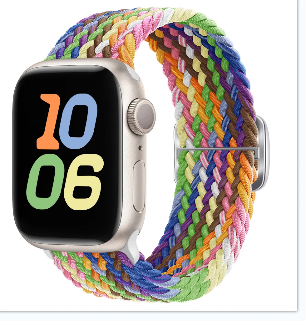 Braided Stretchy Strap for Apple Watch Band 40mm 41mm 42mm 44 45 46mm 49mm Nylon Elastic Bracelet iWatch Ultra 10 9 8 7 6 5 4 SE