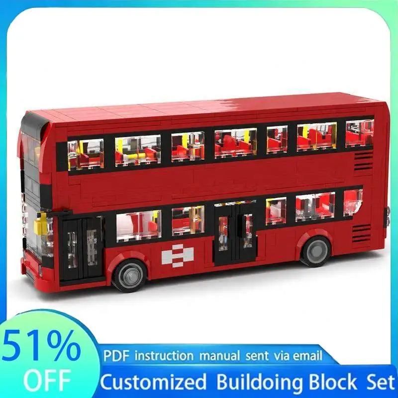 1025 Parts City Sightseeing Double Decker Bus MOC Model Building Blocks DIY Assembly Toy Creative Collection Display Gifts Idea