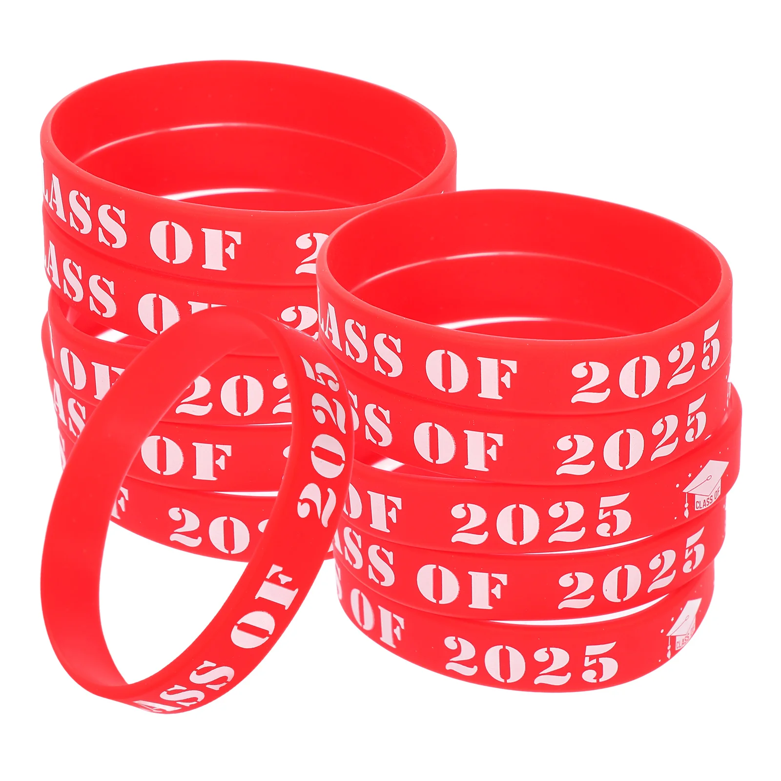

25pcs Graduation Wristbands Bracelets Silicone Stretchy Decorative Silicone Wristband Class Party Supplies Keepsake
