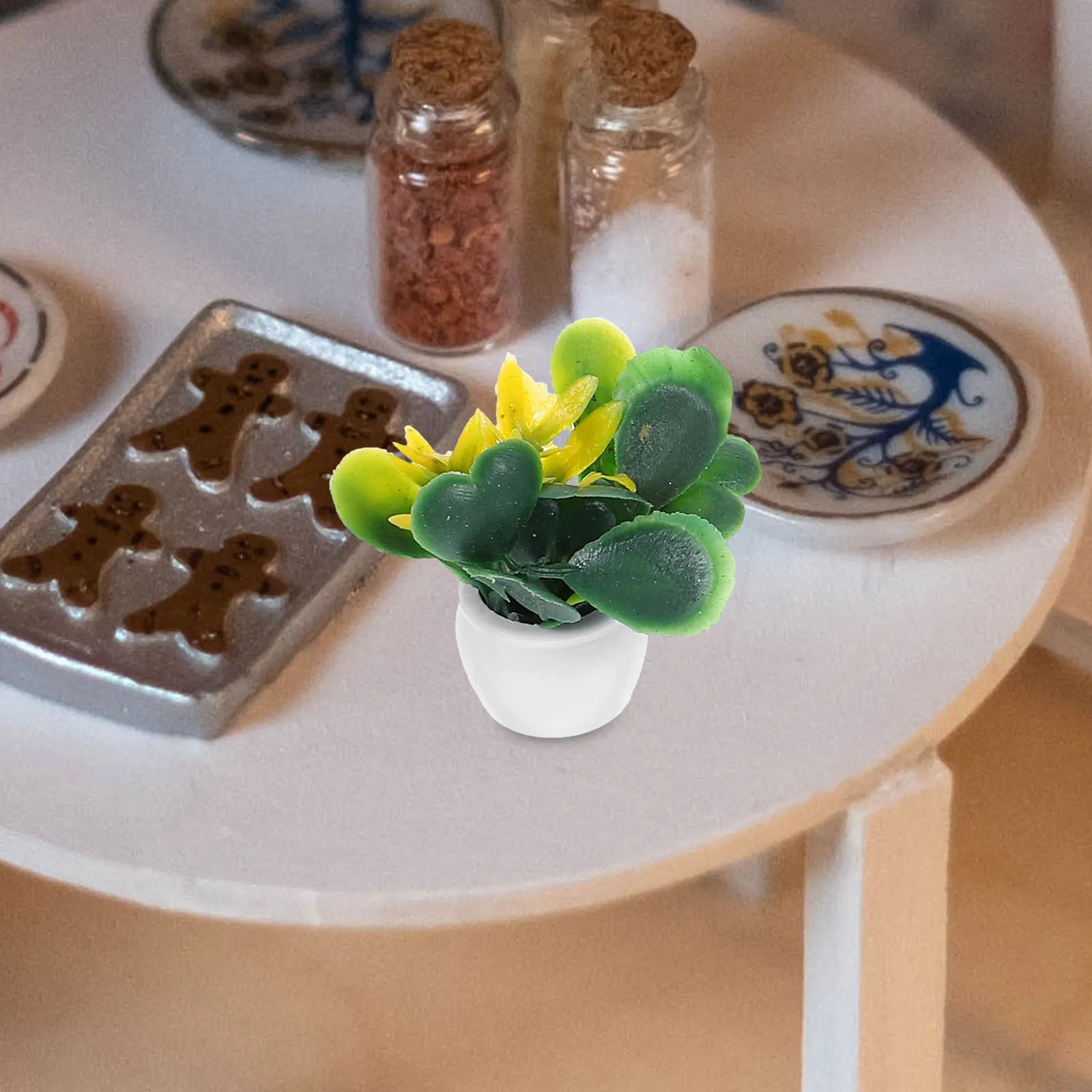 7Pcs Mini Potted Plant Models Realistic Faux Greenery for Micro Landscape Dollhouse DIY Architectural Models Miniature Bonsai