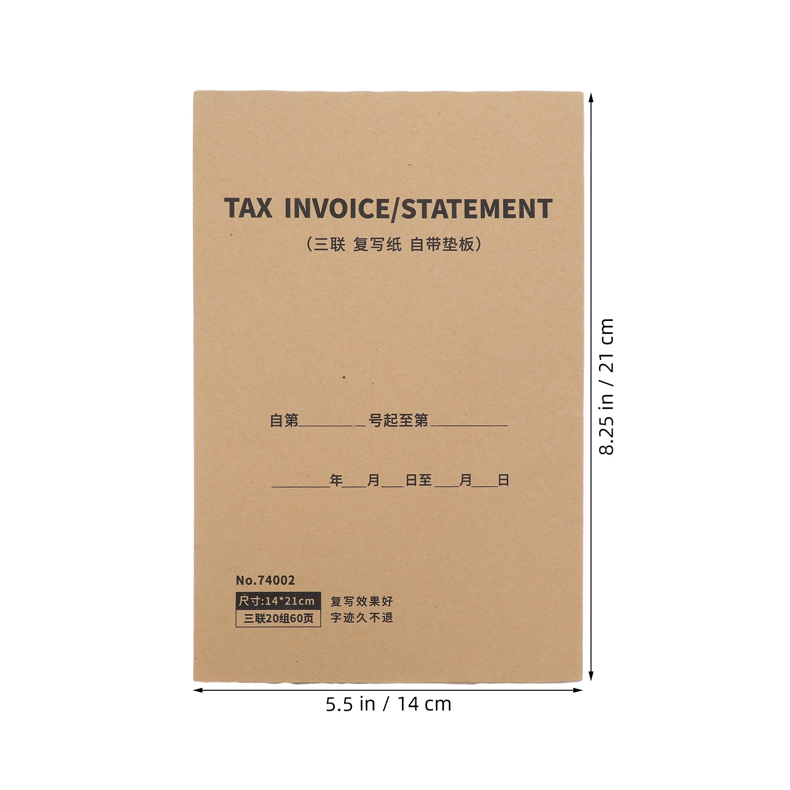 Libro de facturas de pedidos comerciales de 3 partes, 60 páginas, formato inglés para registros financieros, libro de recibos de pequeñas empresas, almohadilla de facturas de impuestos para oficina