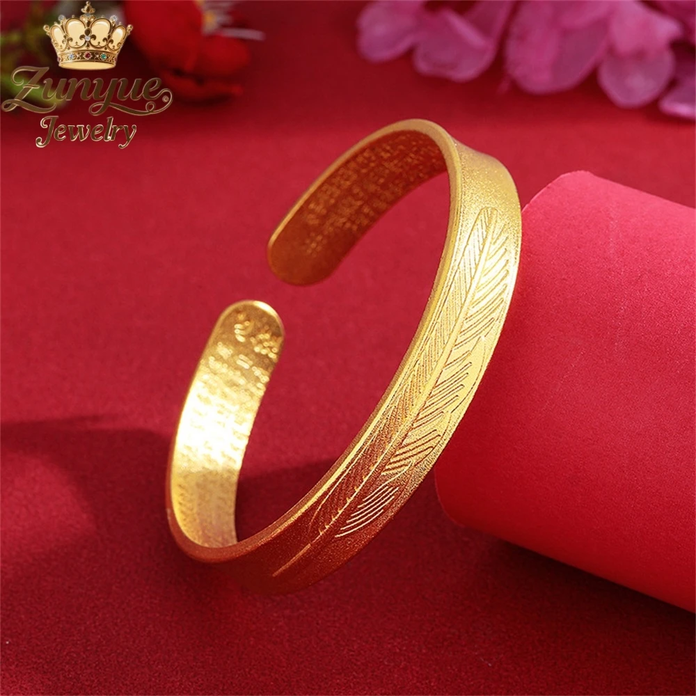 

Sand Gold Heart Sutra Feather Bracelet Luxury Quality Jewelry Best Selling Fashion Jewelry Exquisite Charms Popular Elegant Gift