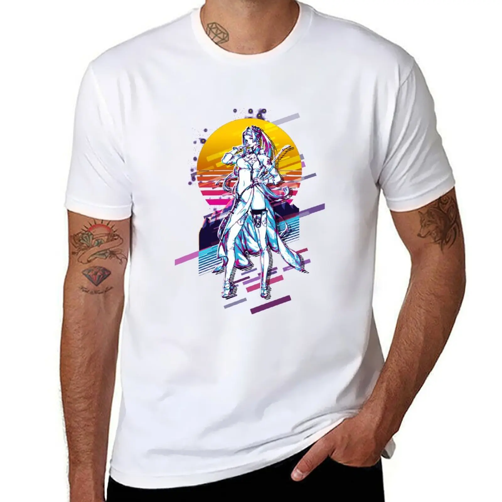 

NieR Automata - Commander White *80s retro* T-Shirt man t shirt cotton high quality man tshirt T-Shirt