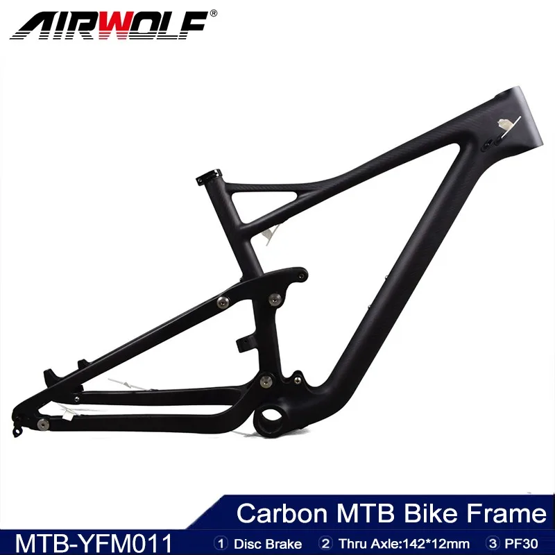 

Airwolf 29er Carbon MTB Frame PF30 Mountain Bike Frame 142*12mm Carbon Disc Brake Bike Frame Max Tire 2.4inch Hot Sale