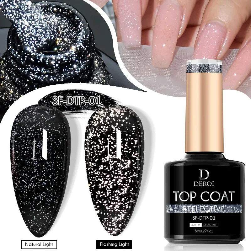 

DEROI Top Coat UV Gel Matte Nail Polish No Wipe Gel Top Coat Clear Gel Base Coat Varnish Soak Off Flash Nail Art Accessories 8ml