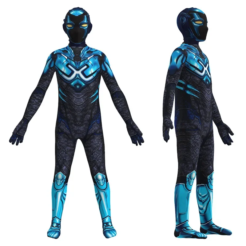 Blue Beetle Cosplay Costume Anime Men Boy Superhero Roleplay Kids Jumpsuit Mask Suit Halloween Carnival Clothes For Disguise