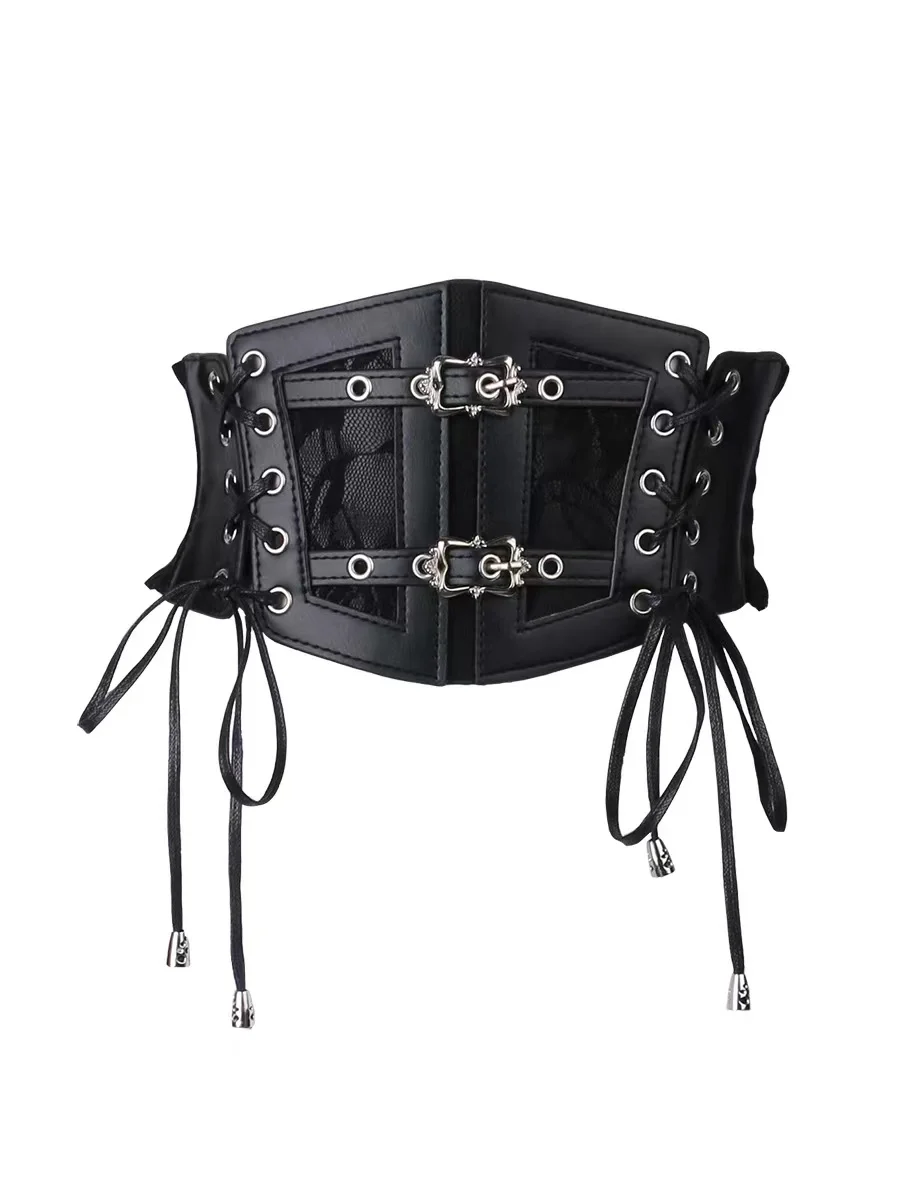 Spitzenträger, Leder-Taillenverschluss, Damenverzierung, formender Körper, Taillenverschluss, schwarzes europäisches und amerikanisches Vintage-Metall b – Detail 5