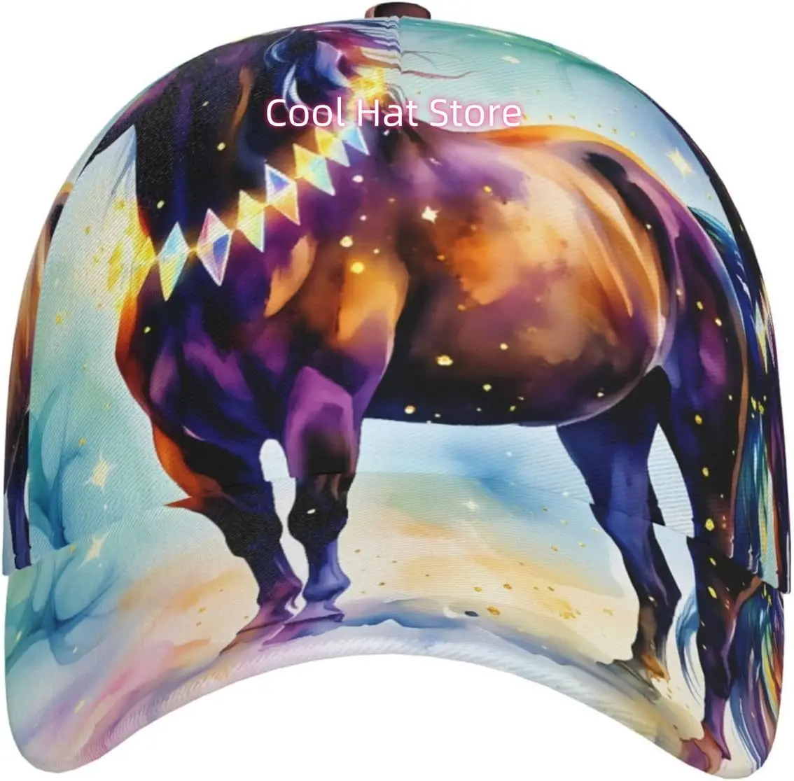 Rainbow Horse Magic Pattern Baseball Cap Adjustable Cotton Baseball Hat for Sports, Outdoor, Travel Gifts for Men