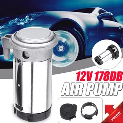 Universal 12V 178DB Air Compressor Horn Dual Trumpet Loud Air Horn Compressor Pump Kit Fit for Car Truck