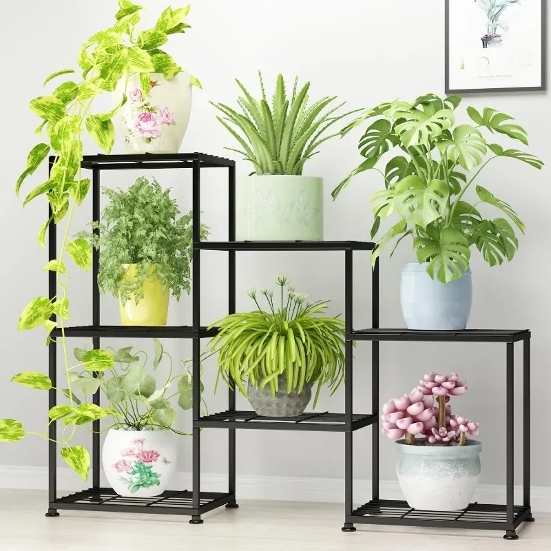 Support de plantes en métal pour l'intérieur et l'extérieur, étagère à plusieurs niveaux pour plusieurs plantes, support d'échelle en pot, 3 niveaux, 7 niveaux