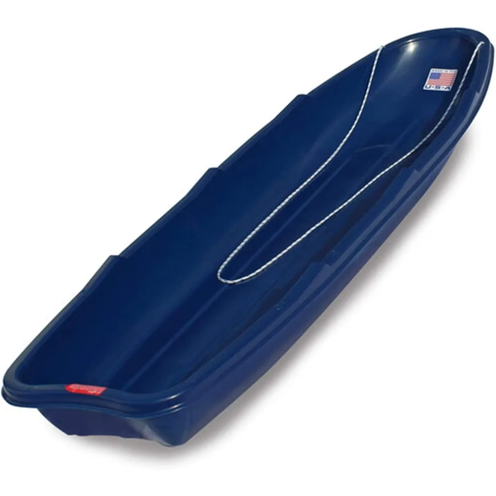 Winter Trek Large Pull Sled for Adults. Plastic Toboggan for Snow Sledding, Ice Fishing, Work, Blue, 66 x 20 x 6 inches