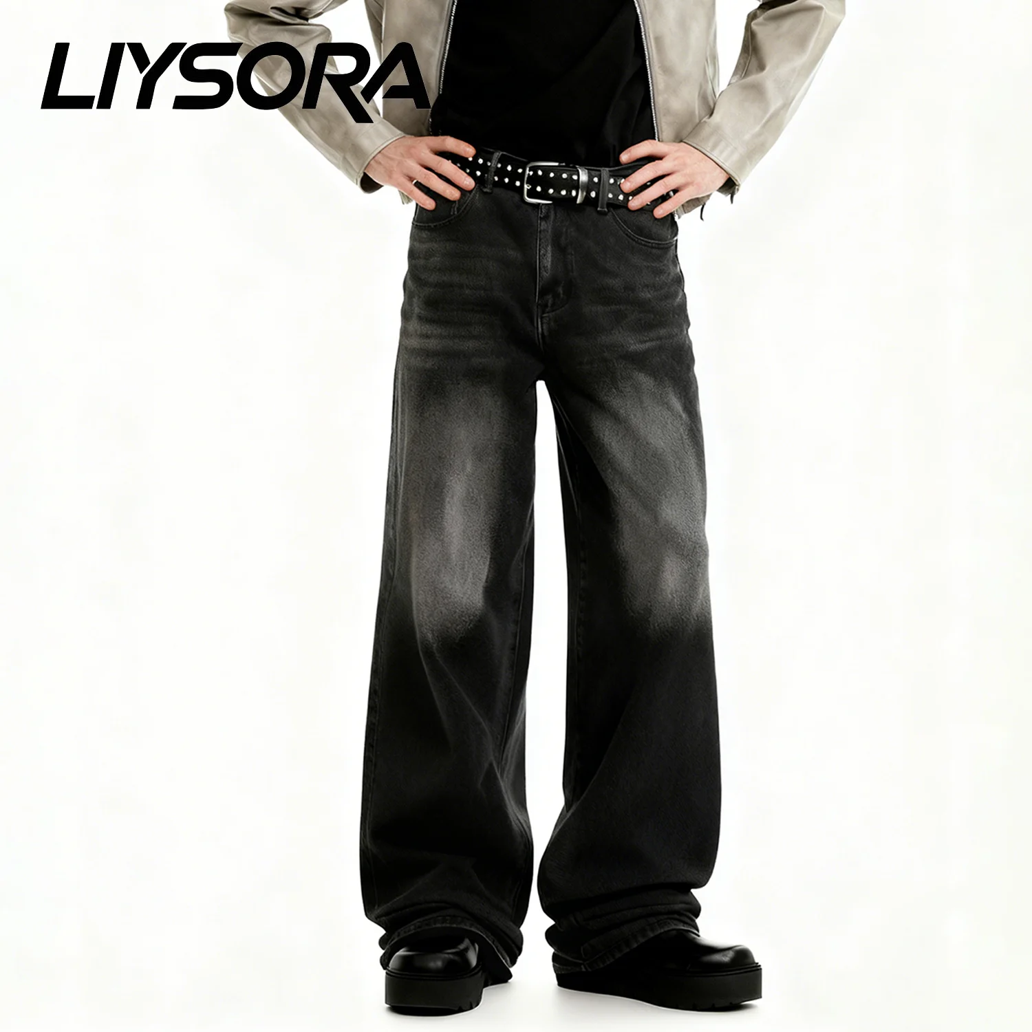 

Men's Anime Print Baggy Wide Leg Jeans American Retro Gothic Men Woman Loose Straight-Leg Denim Pants Street Clothes Unisex