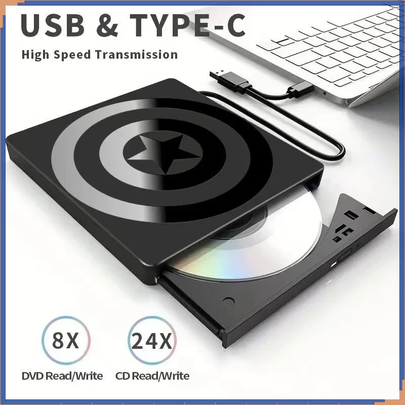 7 in1 USB3.0 Portable External CD DVD RW ROM Optical Drive Reader Writer Burner With Shield Style SD TF Card Slots For Laptop PC