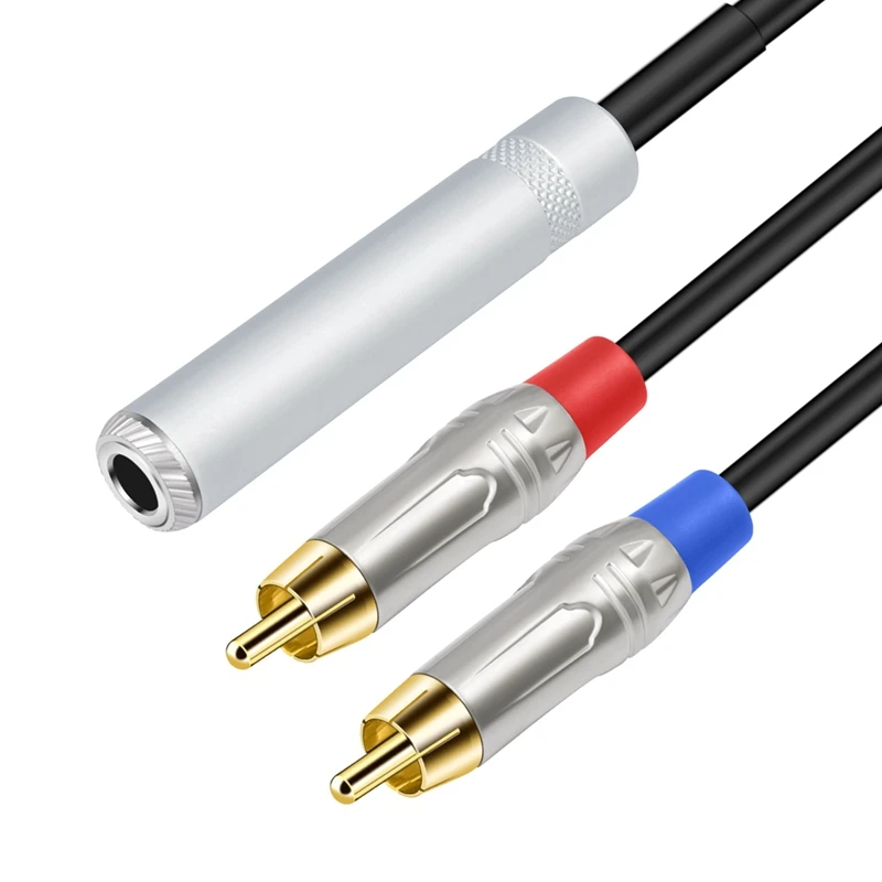 6.35 มม.ถึง 2 สาย RCA ชายสายสเตอริโอ 1/4 นิ้ว TRS แจ็ค 2 RCA Audio Y Splitter CABLE