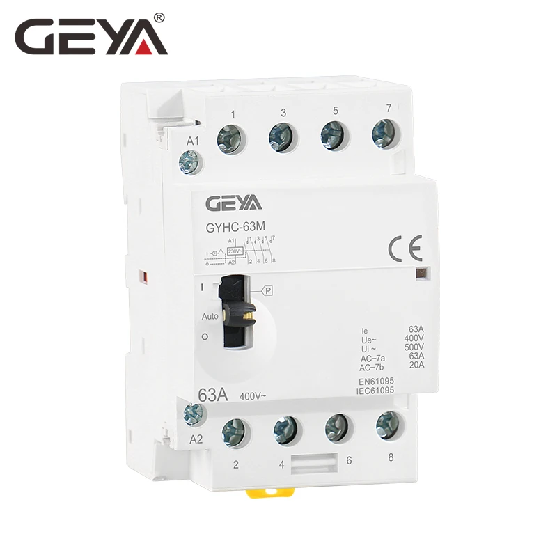 GEYA Contactor 4P 40A 63A 4NO OR 2NC2NO 220V/230V 50/60HZ Din Rail Household AC Modular Contactor Manually Operation