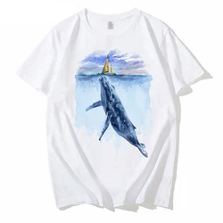 Summer Creative oversized Tshirt Orca whale/Humpback whale art painting Tee Homme Killer whale Nautical Cool Tshirt