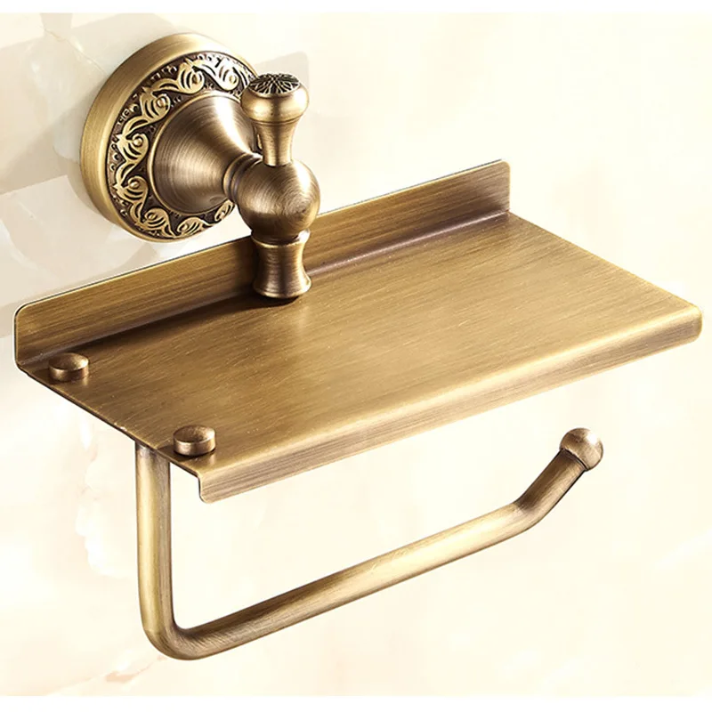 Bronze antique retro carved bathroom bathroom hotel flat shelf roll paper holder tissue holder toilet paper holder