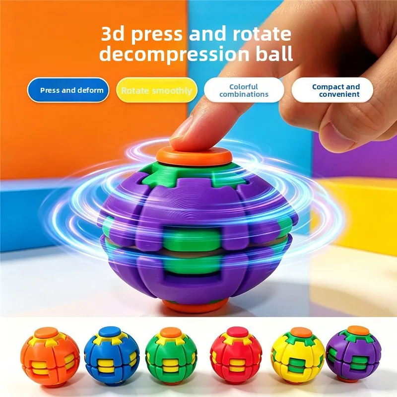 

new 2pcs Fidget Spinner Ball Press To Spin Stress Relief Toy Deformation Sensory Finger Spinner For Kids Adults Relief Gift