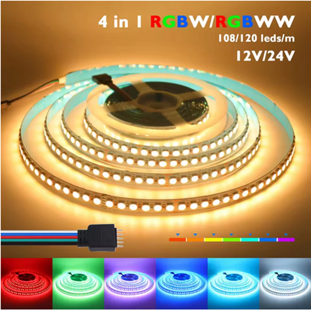 RGBW RGBWW LED 5M LED Strip DC 12V 24V 4 Colors In 1 Chip SMD 5050RGB RGBW RGBWW 60 Leds/M Flexible Ribbon Tape Rope Light
