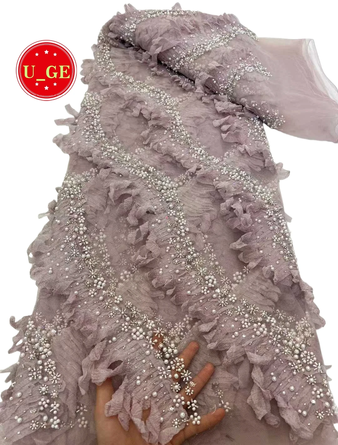 

2026 Ultra Delicate Soft Mesh Lace Fabric - Best Quality Elegant chiffon Lace with Stones for Party Evening DressesU_Ge7921