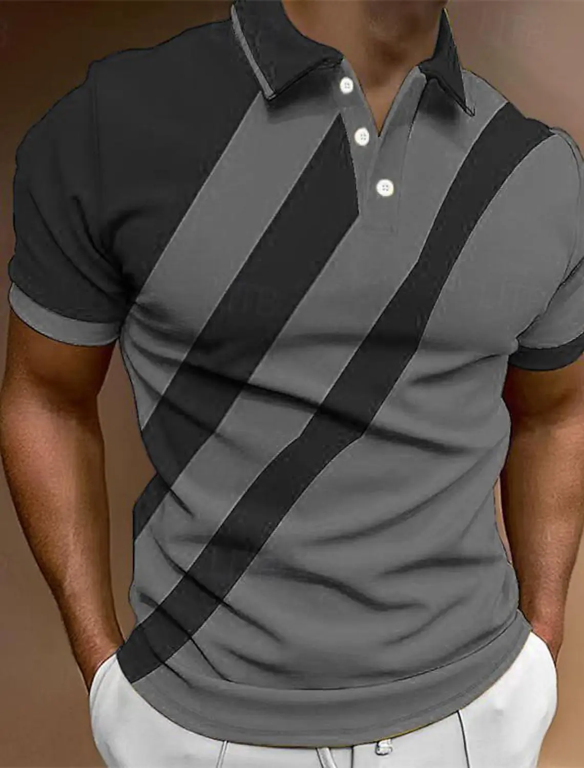 Summer Men\'s Golf Shirt Golf Polo Work Casual Lapel Short Sleeve Basic Color Block Button Spring & Summer Regular Fit Golf Shirt