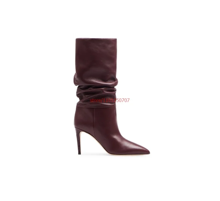 Autumn Winter Women Short Boot Slip On Chelsea Shoes Ladies Sexy High Heel Mid Calf Boots Solid Color Boot Women