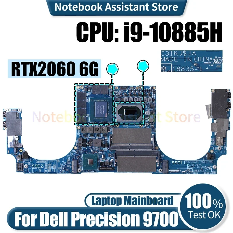 

For Dell Precision 9700 Laptop Mainboard 18835-1 03CPGC i9-10885H RTX2060 Notebook Motherboard