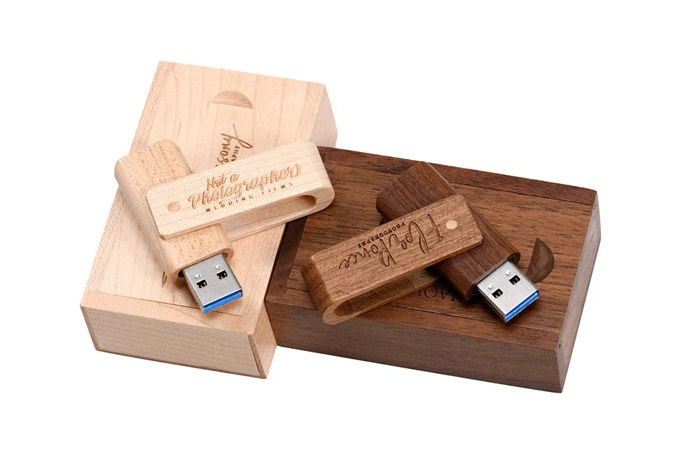 Hölzerner 128GB Drehbarer USB-Stick 64GB 3.0 Box+USB Kostenlose Individuelle LOGO USB-Sticks 32GB Hochzeitsgeschenke Speicherstick 16GB U-Disk 8GB – Detail 6