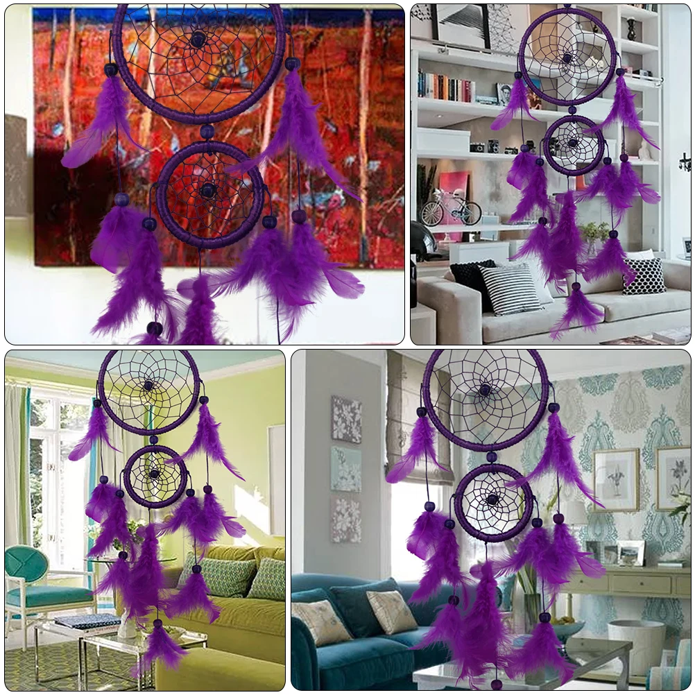 

1Pcs Dreamcatcher Hanging Ornament Double Ring Handmade Home Wall Decor Indoor Hanging Decoration Home Adornment Gift